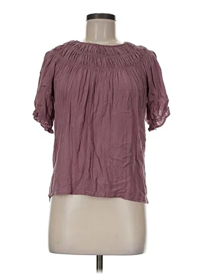 Pre-owned Maurices Short Sleeve Blouse In Burgundy