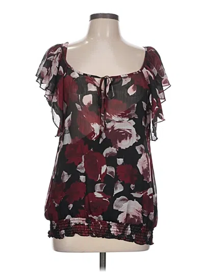 Pre-owned Maurices Short Sleeve Blouse In Burgundy