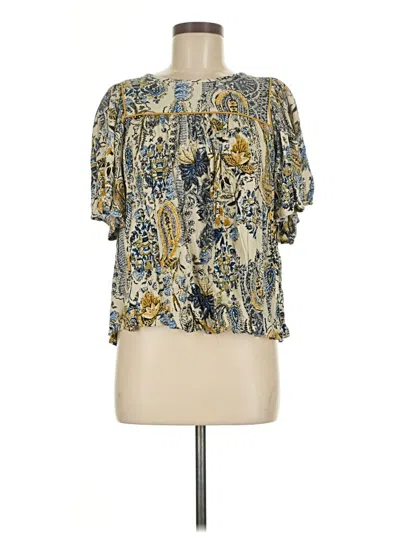 Pre-owned Maurices Short Sleeve Blouse In Gold