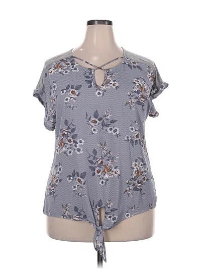 Pre-owned Maurices Short Sleeve Blouse In Gray