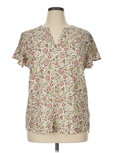 Pre-owned Maurices Short Sleeve Blouse In Ivory