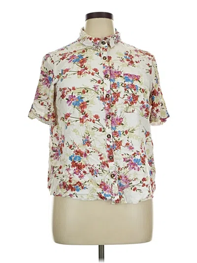 Pre-owned Maurices Short Sleeve Blouse In Ivory