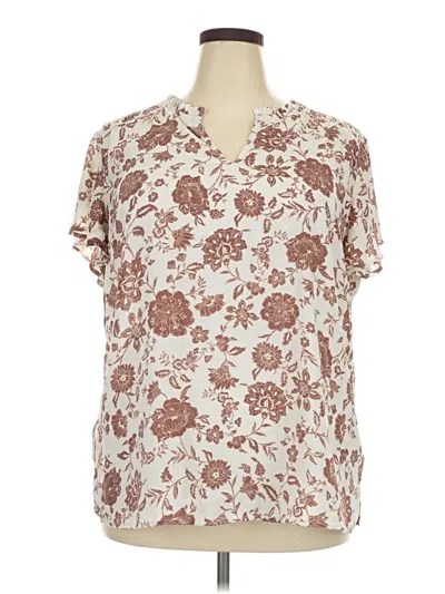 Pre-owned Maurices Short Sleeve Blouse In Ivory