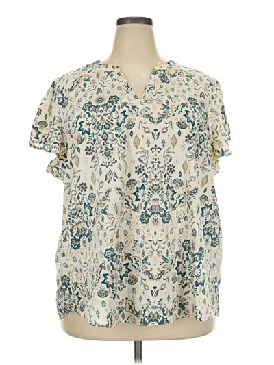 Pre-owned Maurices Short Sleeve Blouse In Ivory