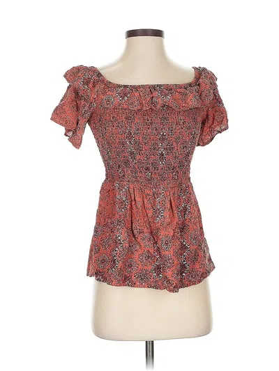 Pre-owned Maurices Short Sleeve Blouse In Orange