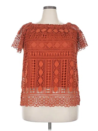 Pre-owned Maurices Short Sleeve Blouse In Orange