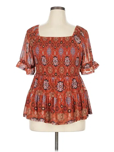 Pre-owned Maurices Short Sleeve Blouse In Orange