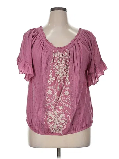 Maurices Short Sleeve Blouse In Pink