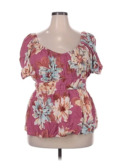 Maurices Short Sleeve Blouse In Pink