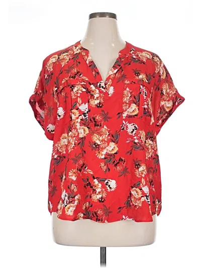Maurices Short Sleeve Blouse In Red