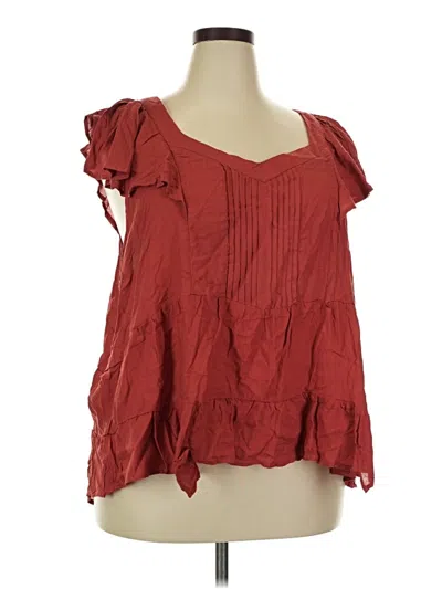 Pre-owned Maurices Short Sleeve Blouse In Red