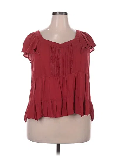 Pre-owned Maurices Short Sleeve Blouse In Red
