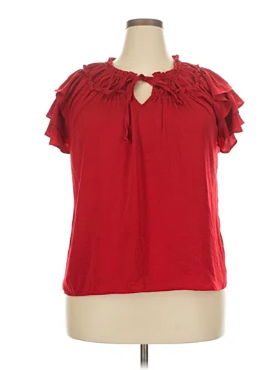 Pre-owned Maurices Short Sleeve Blouse In Red