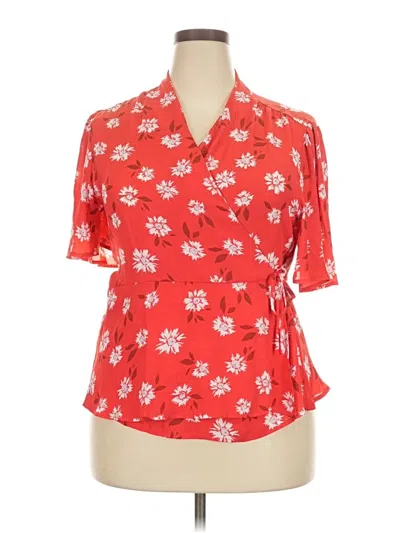 Pre-owned Maurices Short Sleeve Blouse In Red
