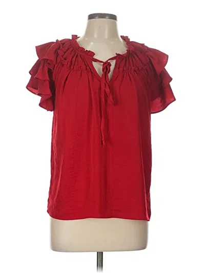 Pre-owned Maurices Short Sleeve Blouse In Red