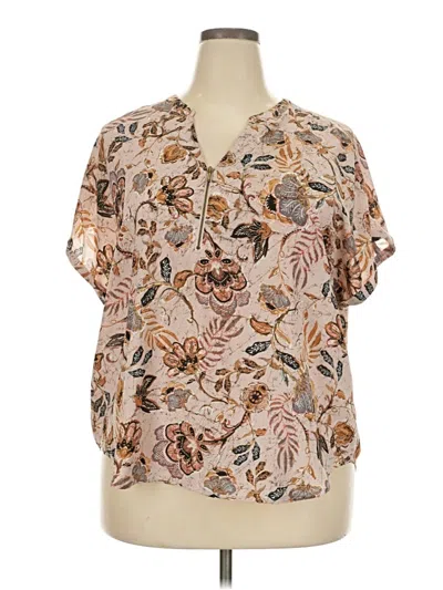 Pre-owned Maurices Short Sleeve Blouse In Tan