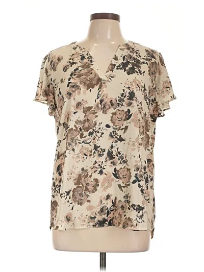 Pre-owned Maurices Short Sleeve Blouse In Tan