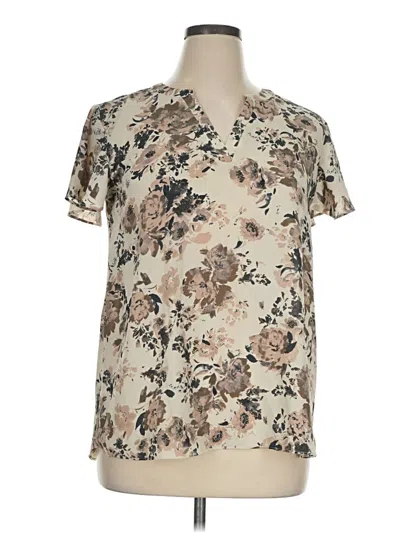 Pre-owned Maurices Short Sleeve Blouse In Tan