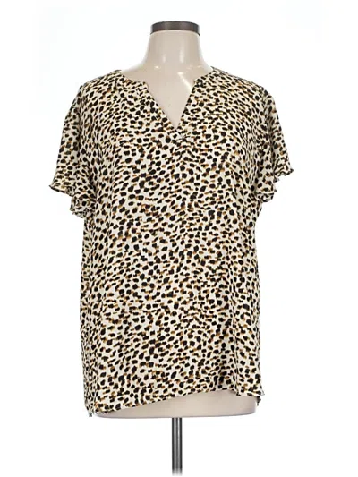 Pre-owned Maurices Short Sleeve Blouse In Tan