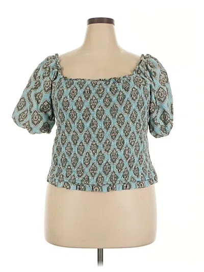 Pre-owned Maurices Short Sleeve Blouse In Teal