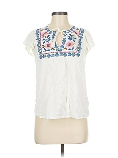 Pre-owned Maurices Short Sleeve Blouse In White