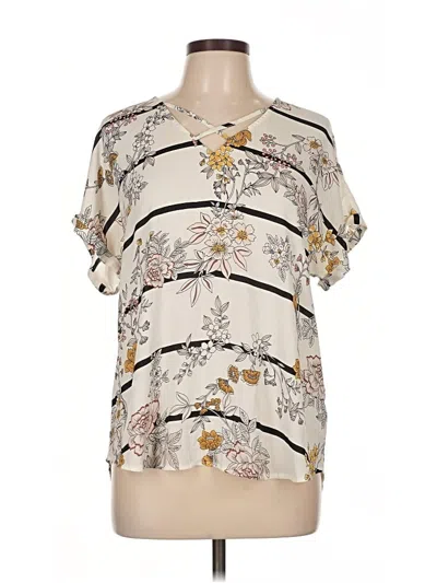 Pre-owned Maurices Short Sleeve Blouse In White