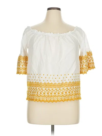 Pre-owned Maurices Short Sleeve Blouse In White