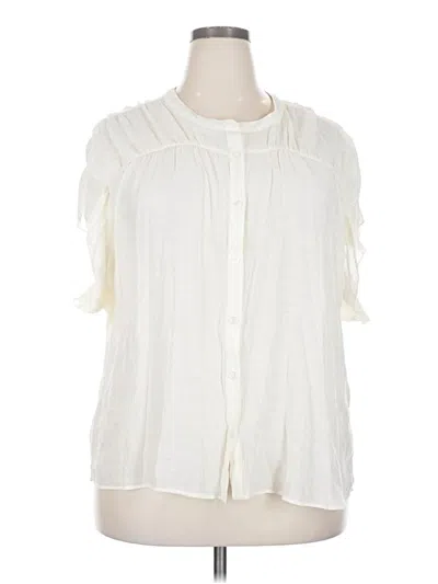 Pre-owned Maurices Short Sleeve Blouse In White