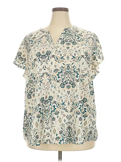 Pre-owned Maurices Short Sleeve Blouse In White