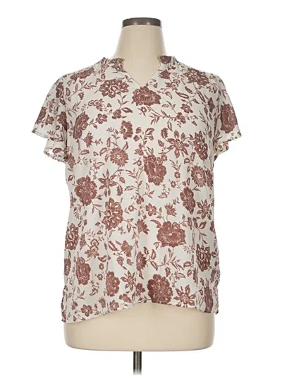 Pre-owned Maurices Short Sleeve Blouse In White