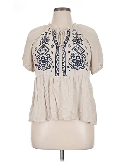 Pre-owned Maurices Short Sleeve Blouse In White