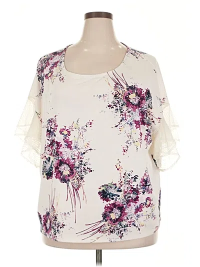 Pre-owned Maurices Short Sleeve Blouse In White