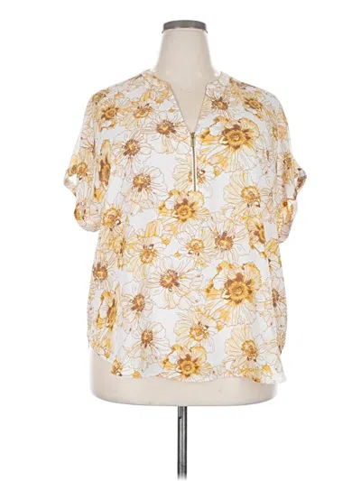 Pre-owned Maurices Short Sleeve Blouse In White