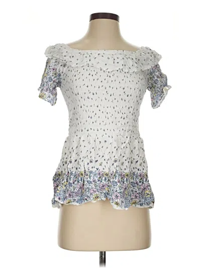 Pre-owned Maurices Short Sleeve Blouse In White
