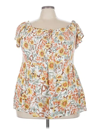 Pre-owned Maurices Short Sleeve Blouse In White
