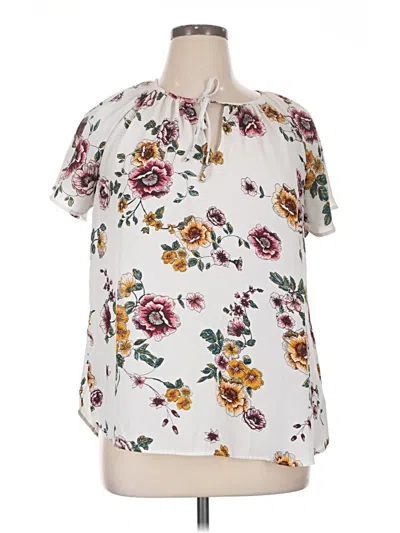 Pre-owned Maurices Short Sleeve Blouse In White