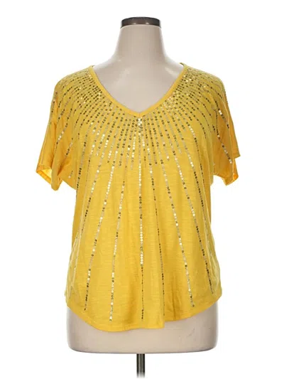 Pre-owned Maurices Short Sleeve Blouse In Yellow
