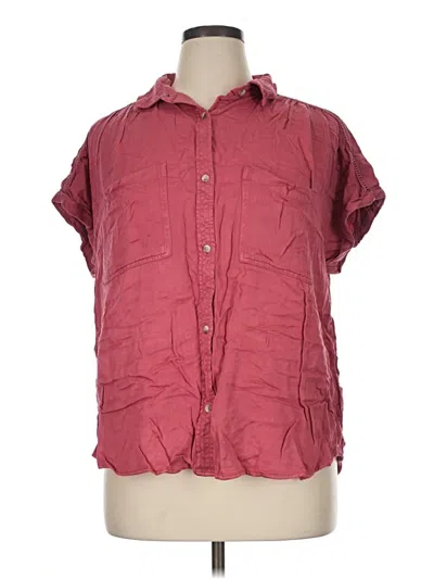 Pre-owned Maurices Short Sleeve Button Down Shirt In Burgundy