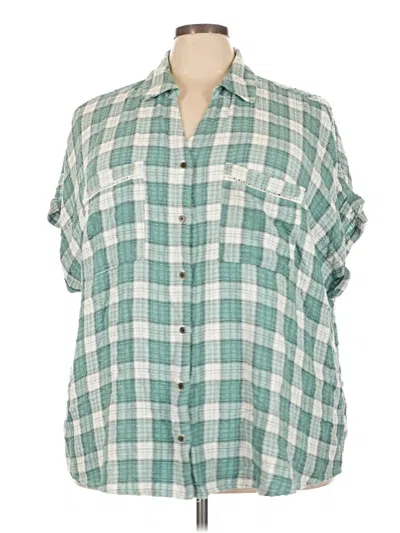 Pre-owned Maurices Short Sleeve Button Down Shirt In Green