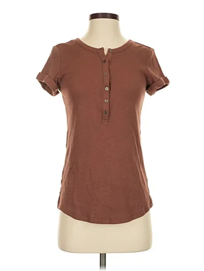Pre-owned Maurices Short Sleeve Henley Shirt In Brown