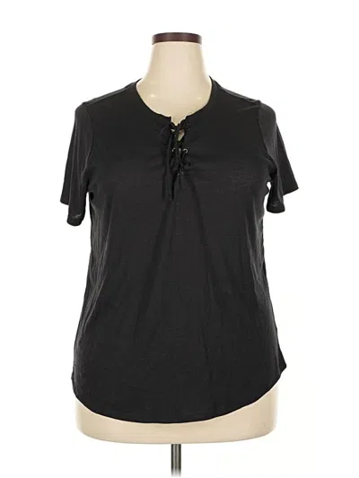 Pre-owned Maurices Short Sleeve Top Black Keyhole Neckline Tops