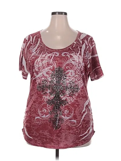 Pre-owned Maurices Short Sleeve Top Burgundy Scoop Neck Tops