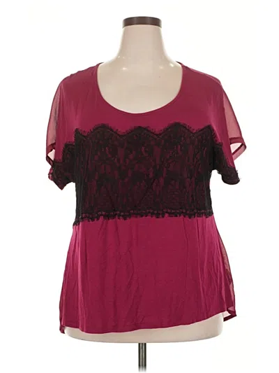 Pre-owned Maurices Short Sleeve Top Burgundy Sweetheart Neckline Tops