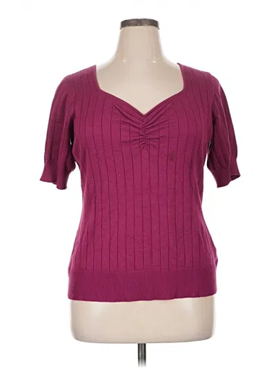 Pre-owned Maurices Short Sleeve Top Burgundy Sweetheart Neckline Tops