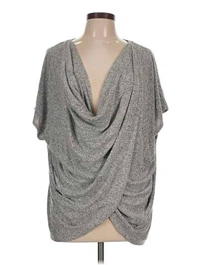 Pre-owned Maurices Short Sleeve Top Gray Plunge Neckline Tops
