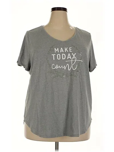 Pre-owned Maurices Short Sleeve Top Gray Scoop Neck Tops