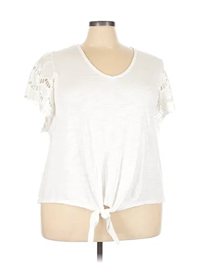 Pre-owned Maurices Short Sleeve Top Ivory Keyhole Neckline Tops In White