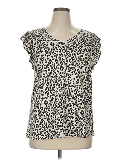 Pre-owned Maurices Short Sleeve Top Ivory Scoop Neck Tops In White