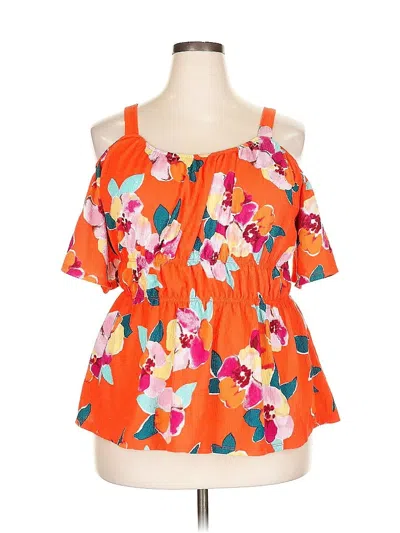 Pre-owned Maurices Short Sleeve Top Orange Cold Shoulder Neckline Tops