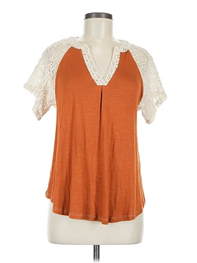 Pre-owned Maurices Short Sleeve Top Orange Plunge Neckline Tops